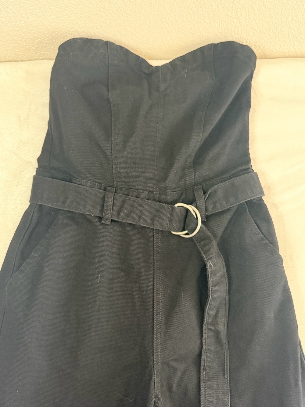 Nasty Gal Strapless Black Wide-Leg Jumpsuit with D-Ring Belt - Picture 4 of 4